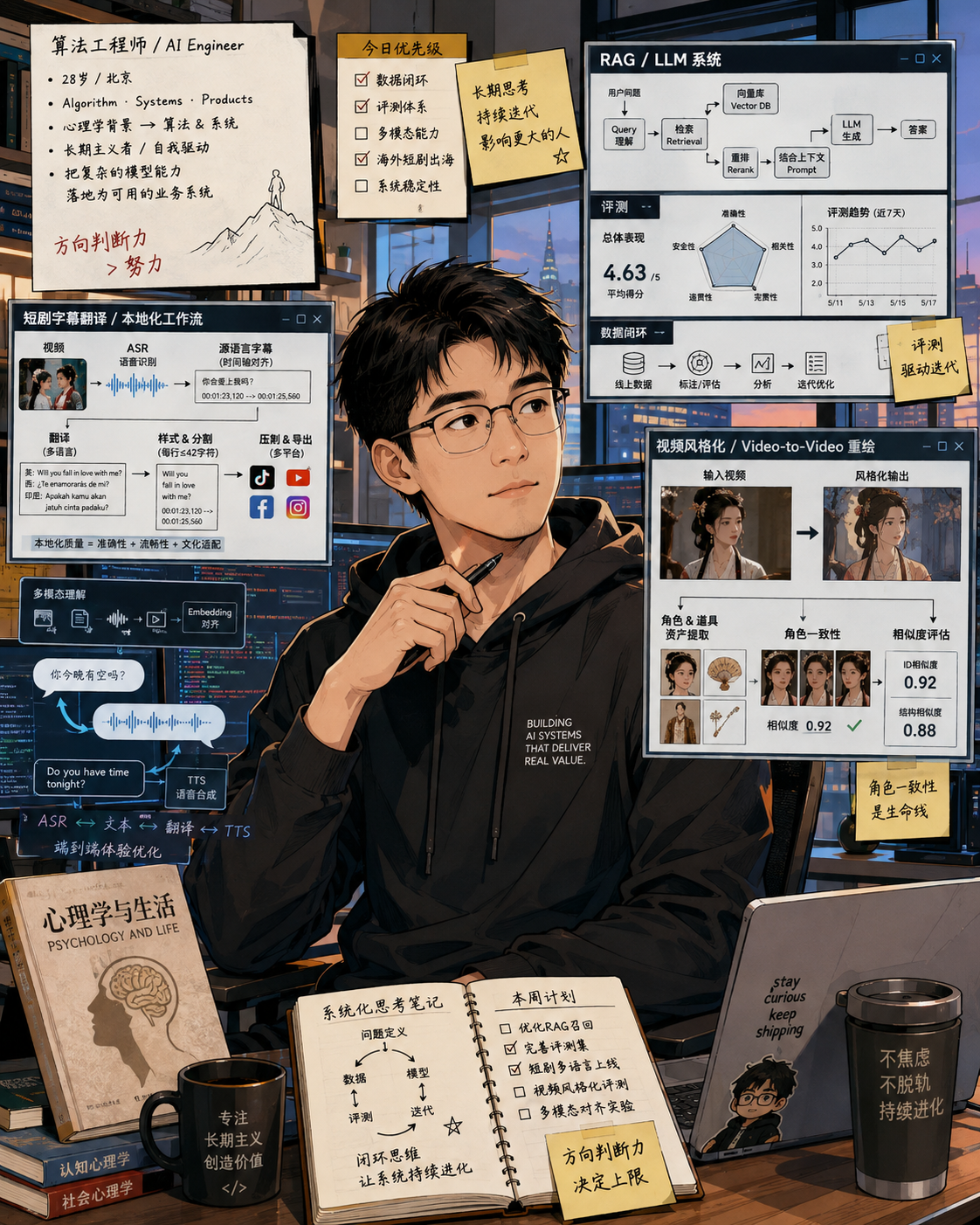 AI 工程师的自我介绍插画